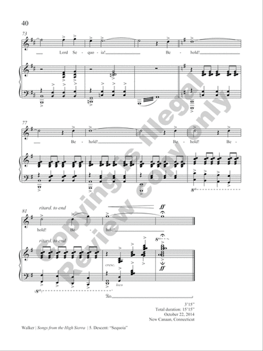Songs from the High Sierra High Voice scores gallery preview page 40