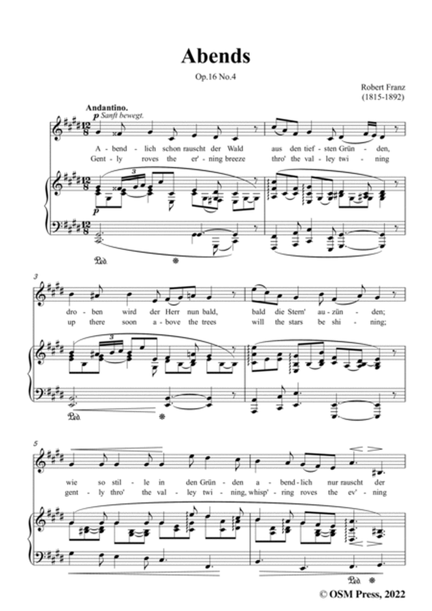 Franz-Abends,in c sharp minor,Op.16 No.4,from 6 Gesange