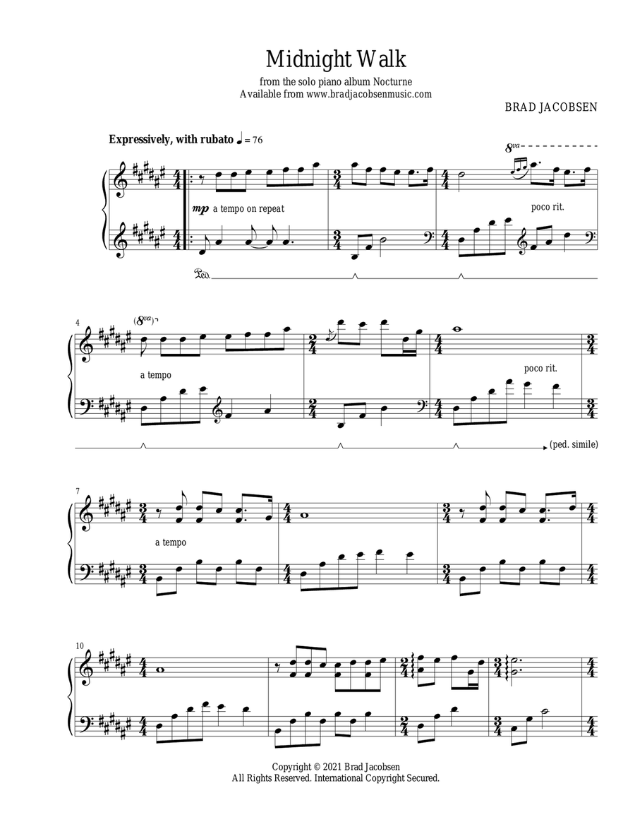 Midnight Walk Piano Solo scores gallery preview page 1