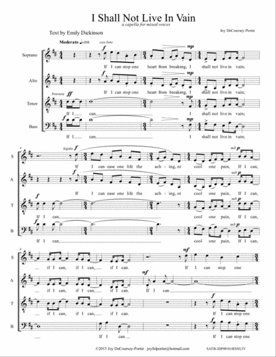 I Shall Not Live In Vain I Shall Not Live In Vain 4-Part scores gallery preview page 2
