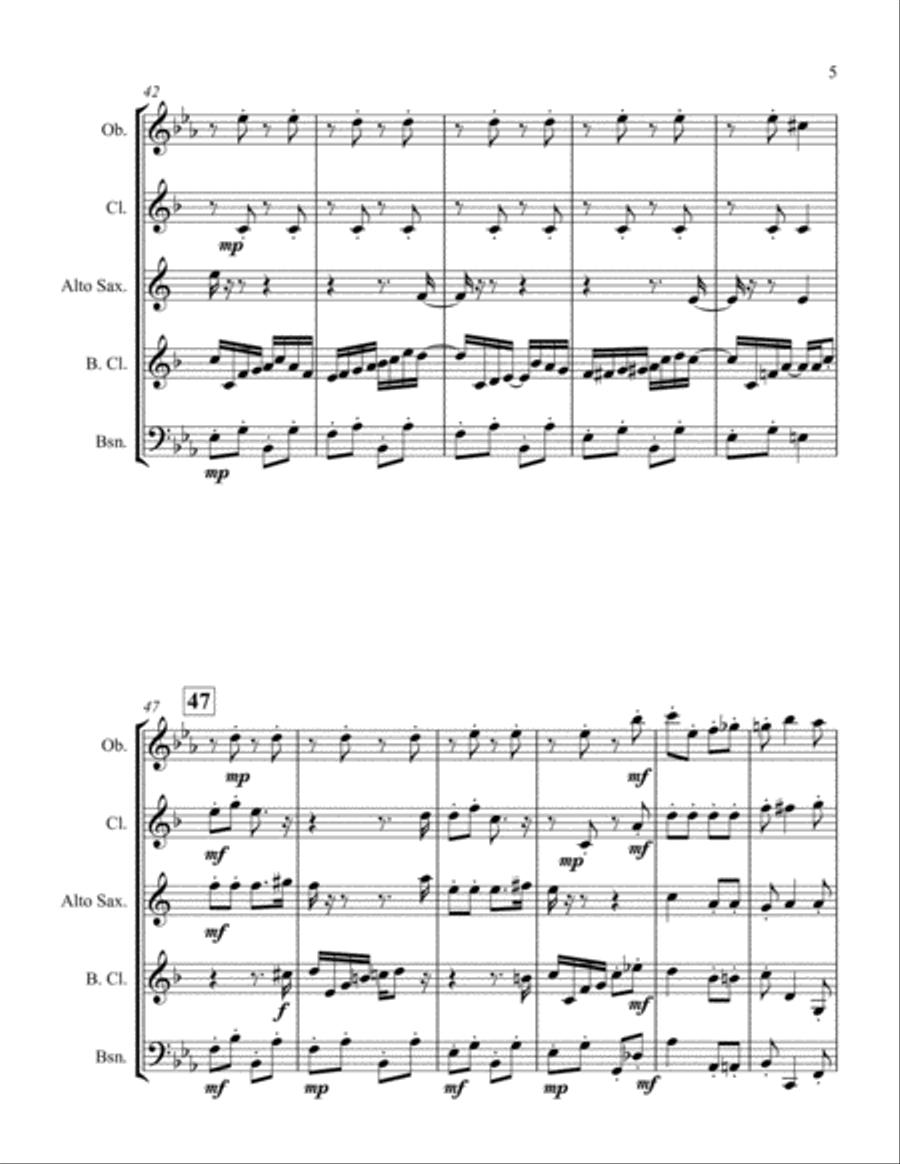 The Ragtime Dance for Reed Quintet Woodwind Quintet scores gallery preview page 5