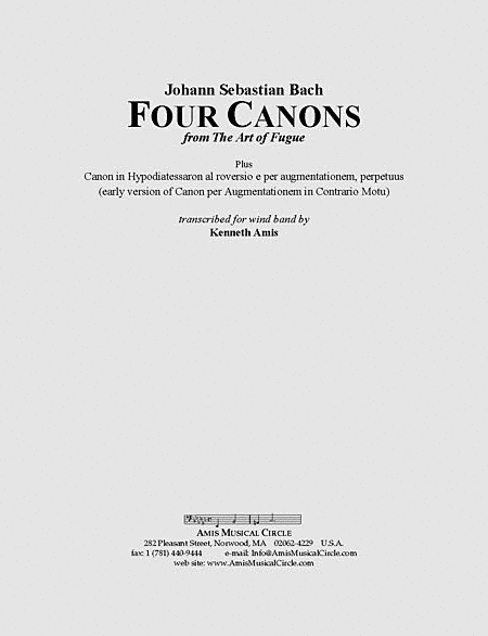 Four Canons from The Art of Fugue - STUDY SCORE ONLY image number null
