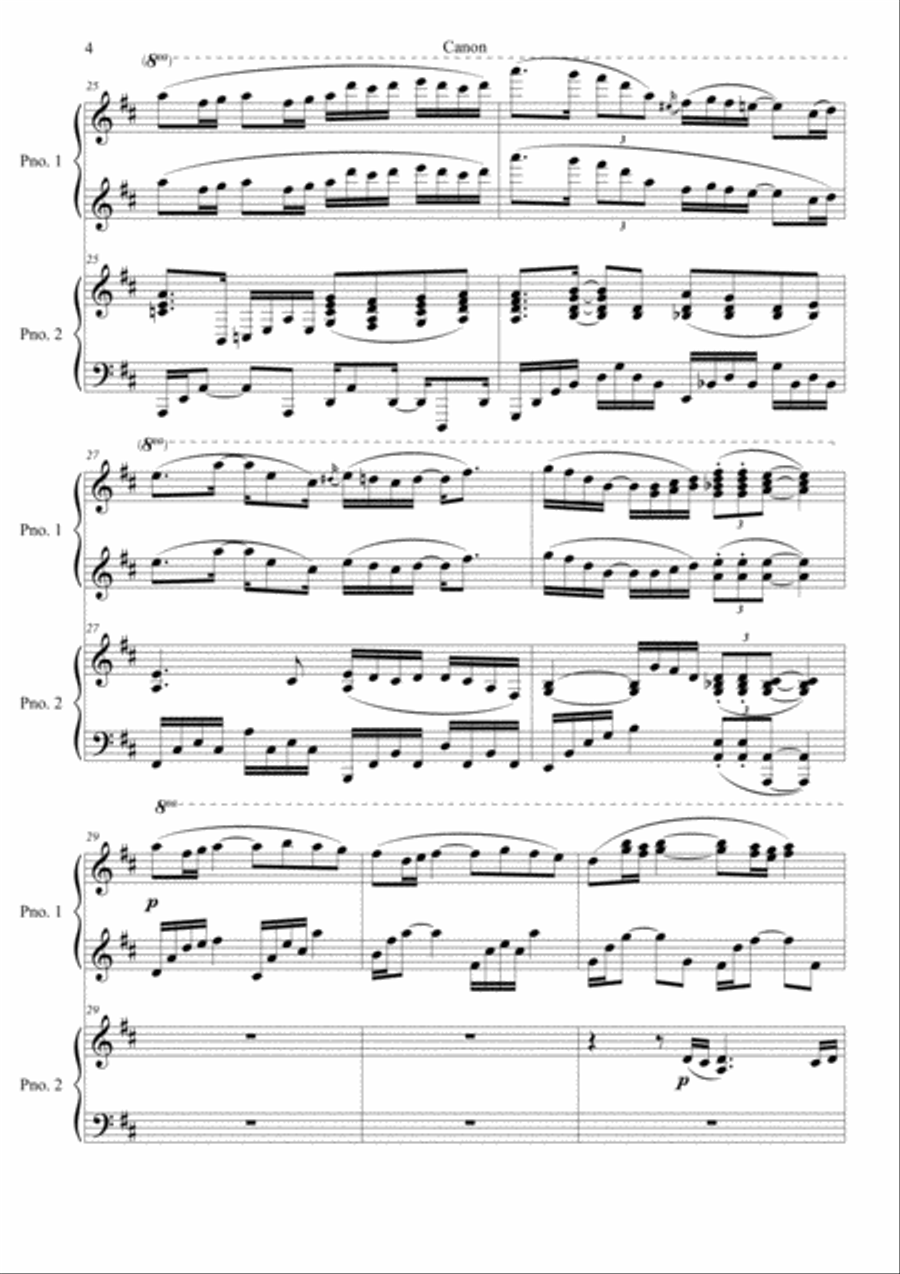 Canon in D (Hard Version) Piano Duet scores gallery preview page 4