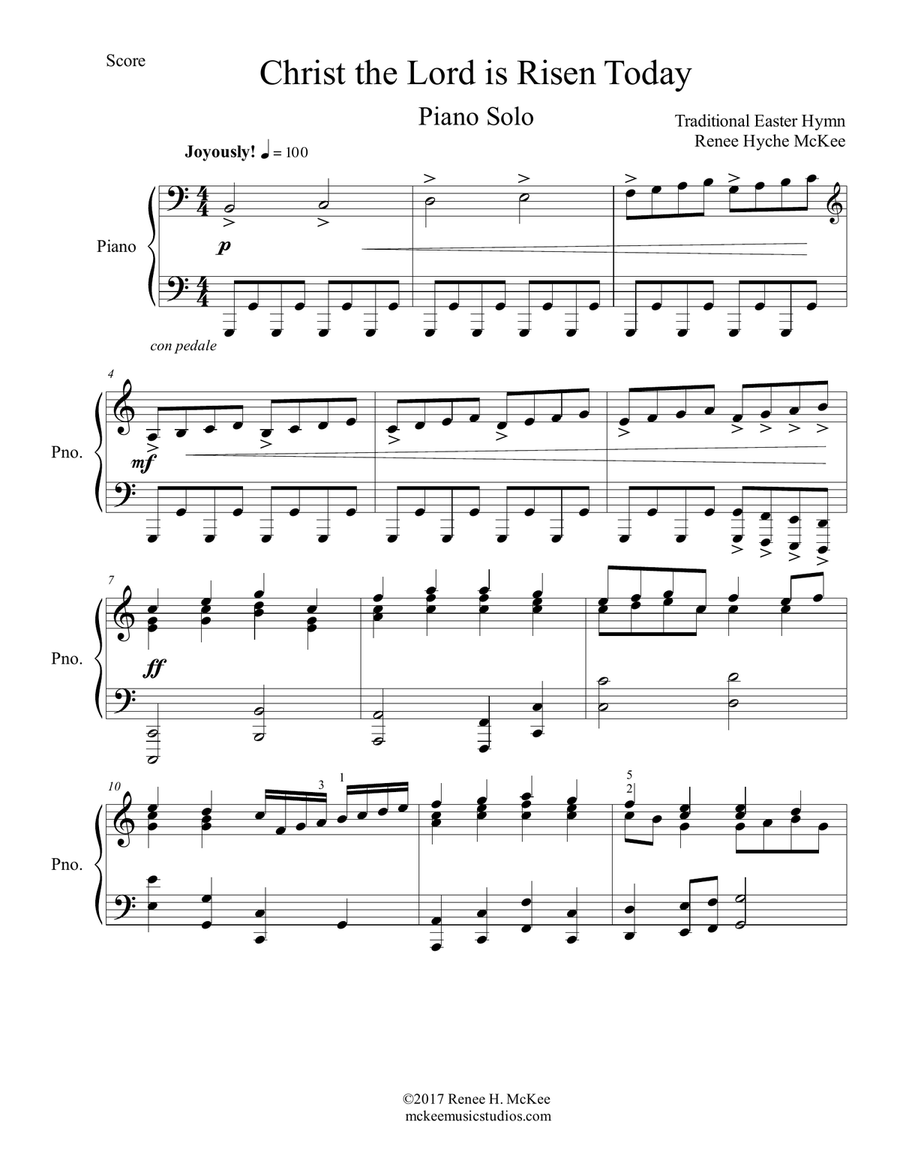 Christ the Lord is Risen Today - Easter Piano Solo Piano Solo scores gallery preview page 1