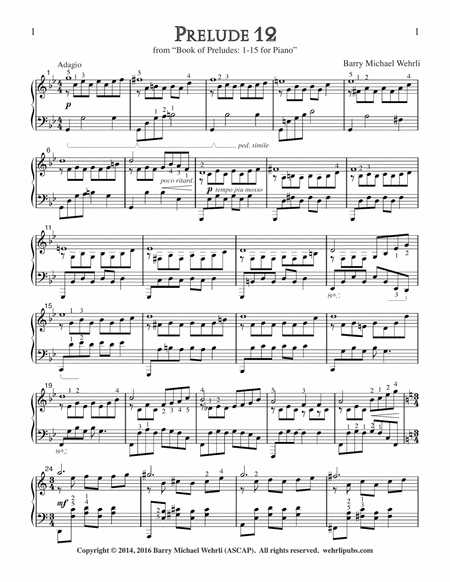 Prelude 12 from "Book of Preludes: 1-15 for Piano" image number null