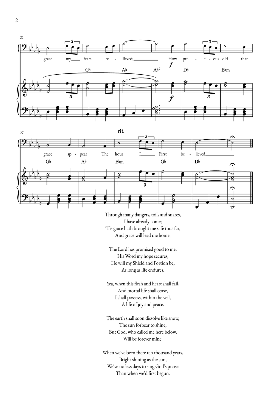 Amazing Grace Piano, Vocal scores gallery preview page 2