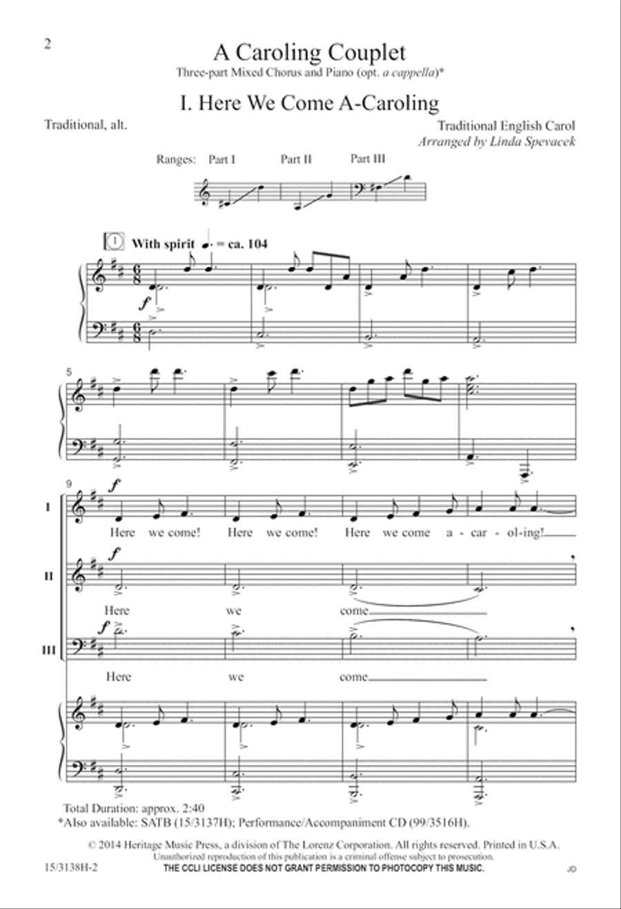 A Caroling Couplet A Caroling Couplet 3-Part scores gallery preview page 2