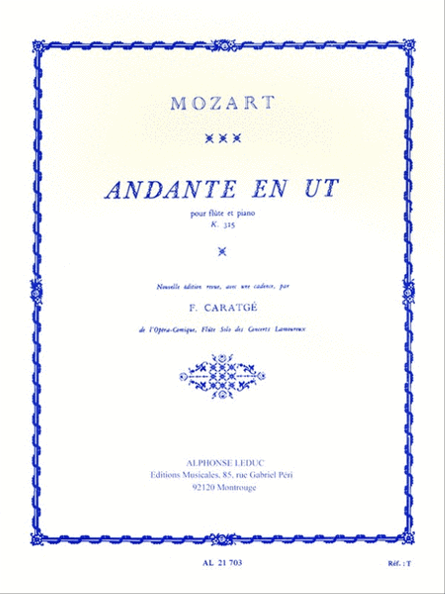 Andante Kv315 In C Major (flute & Piano) Flute Solo scores gallery preview page 1
