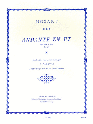 Book cover for Andante Kv315 In C Major (flute & Piano)