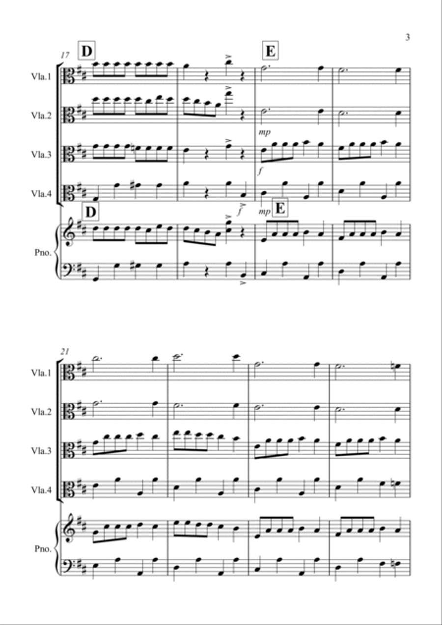 Dance of the Reed Pipes (Fantasia from Nutcracker) for Viola Quartet Viola Solo scores gallery preview page 3