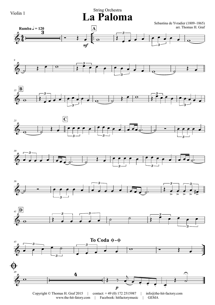 La Paloma - Spanish Habanera - String Orchestra String Orchestra scores gallery preview page 4