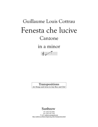 Cottrau: Fenesta che lucive (transposed to a minor)