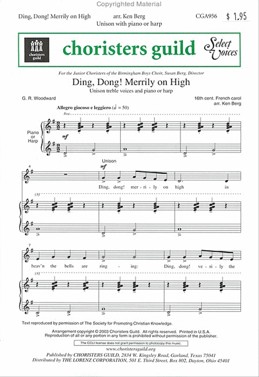 Ding, Dong Merrily on High Unison Choir scores gallery preview page 2