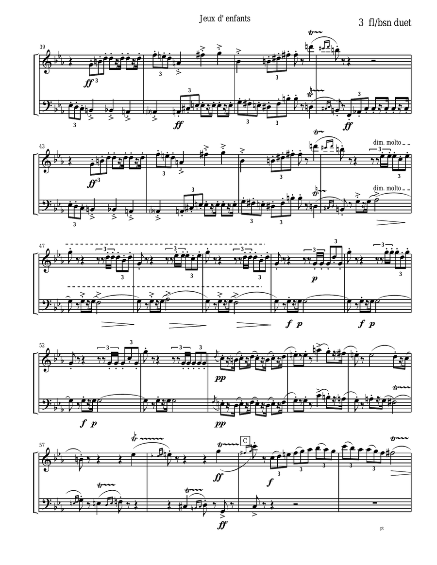 Bizet - Children's Games for Flute and Bassoon Duet Woodwind Duet scores gallery preview page 5