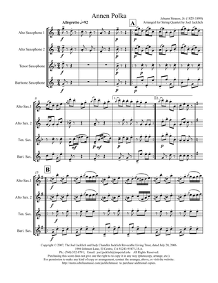 Annen Polka, Op. 117 (Sax Quartet)