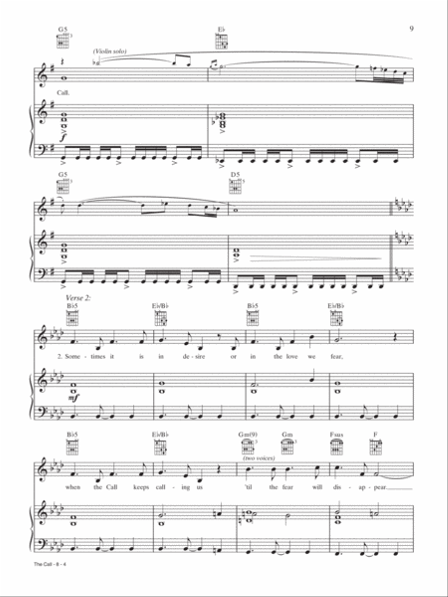 The Call Piano, Vocal, Guitar scores gallery preview page 4