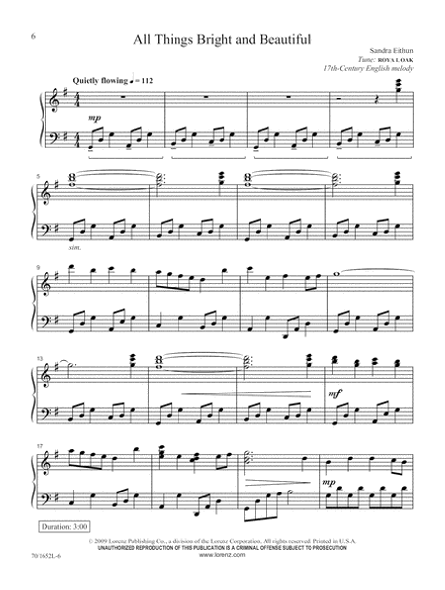 All Things Bright and Beautiful Piano Solo scores gallery preview page 6
