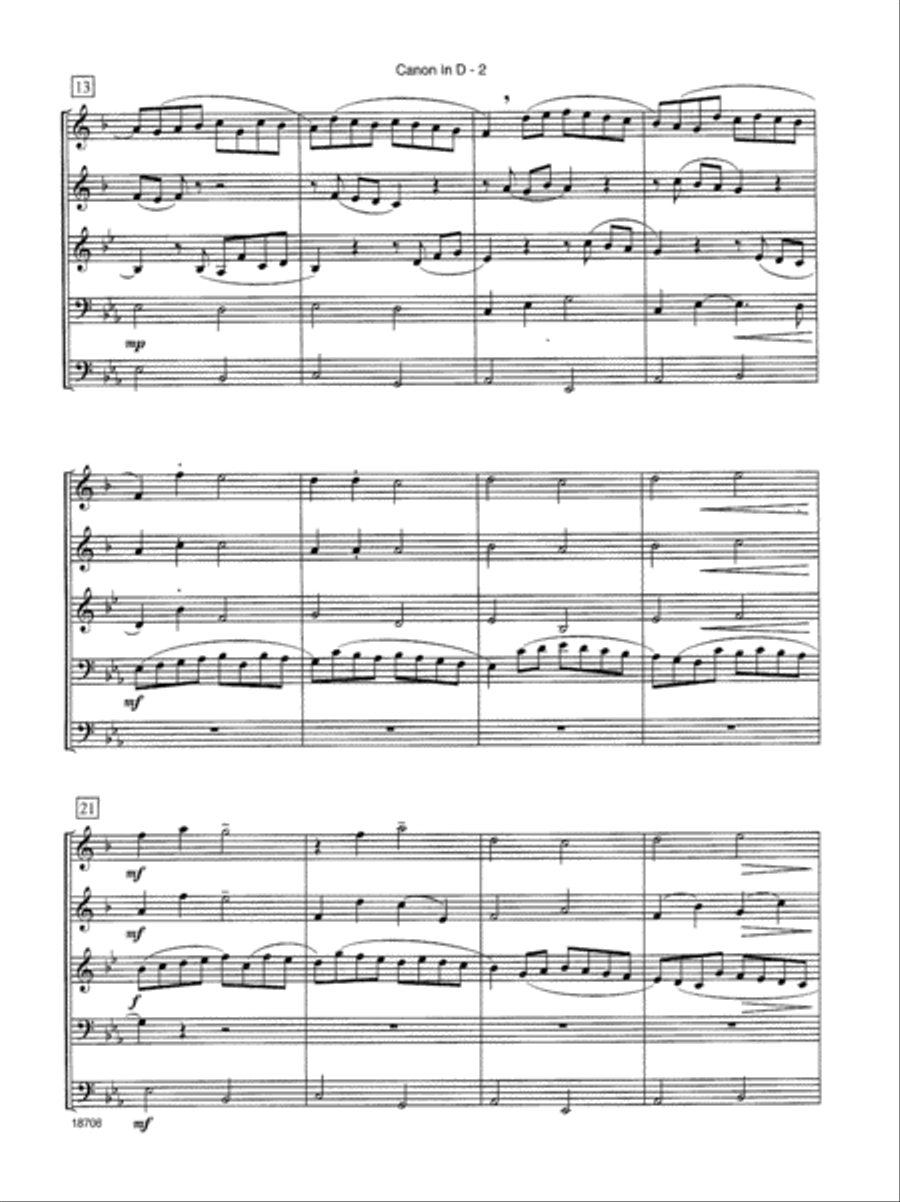 Canon In D Brass Quintet scores gallery preview page 3