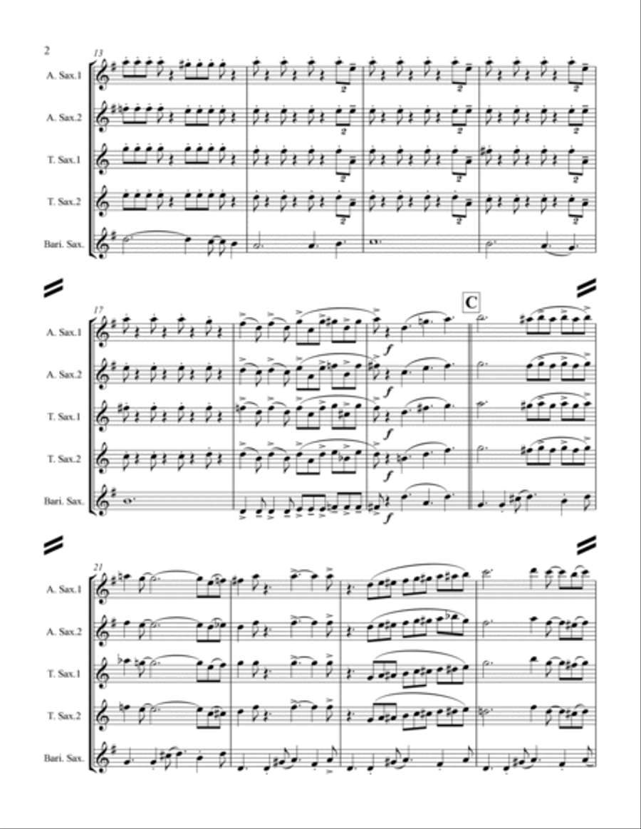 Blue Christmas Saxophone Quintet scores gallery preview page 3