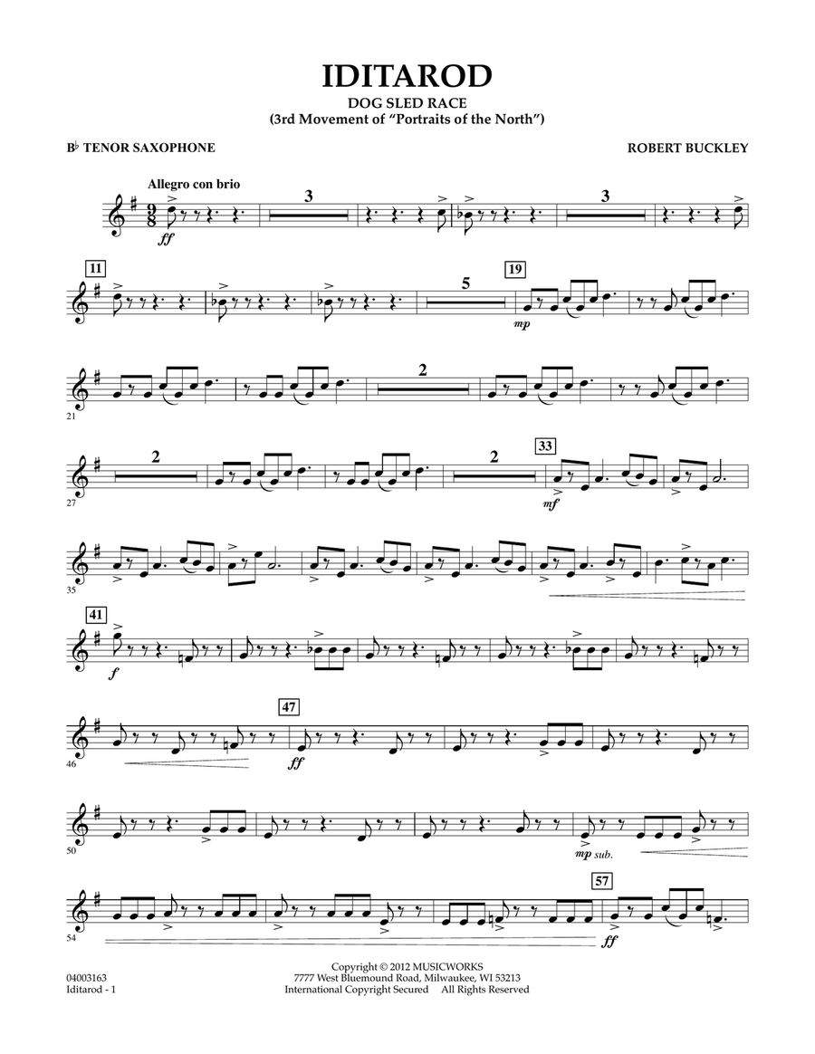Iditarod - Bb Tenor Saxophone Concert Band scores gallery preview page 1