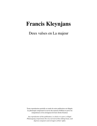 Book cover for Deux valses en La majeur, opus 21
