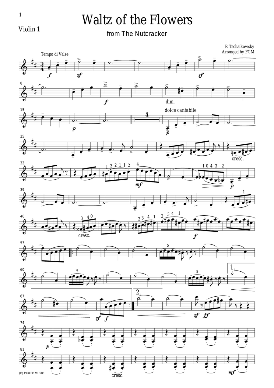 Tchaikowsky Waltz of the Flowers from The Nutcracker, for string quartet, CT002 String Quartet scores gallery preview page 3