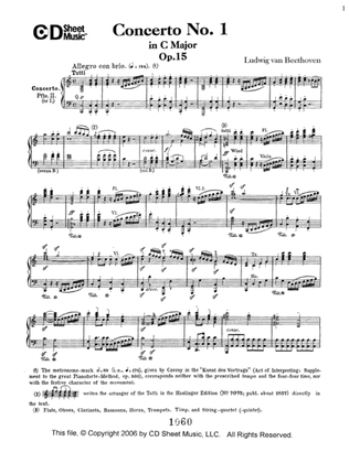 Book cover for Concerto No. 1 in C Major, Op. 15