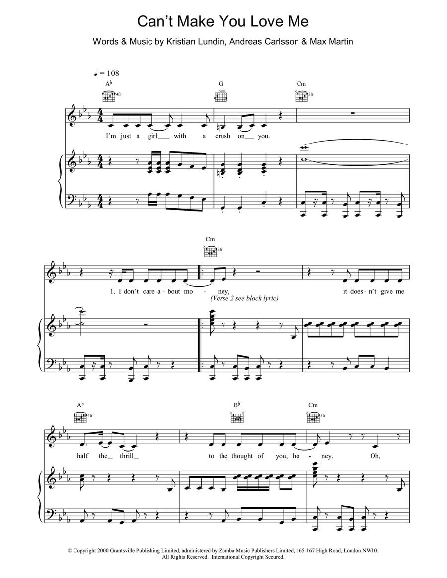 Can't Make You Love Me Acoustic Guitar scores gallery preview page 1