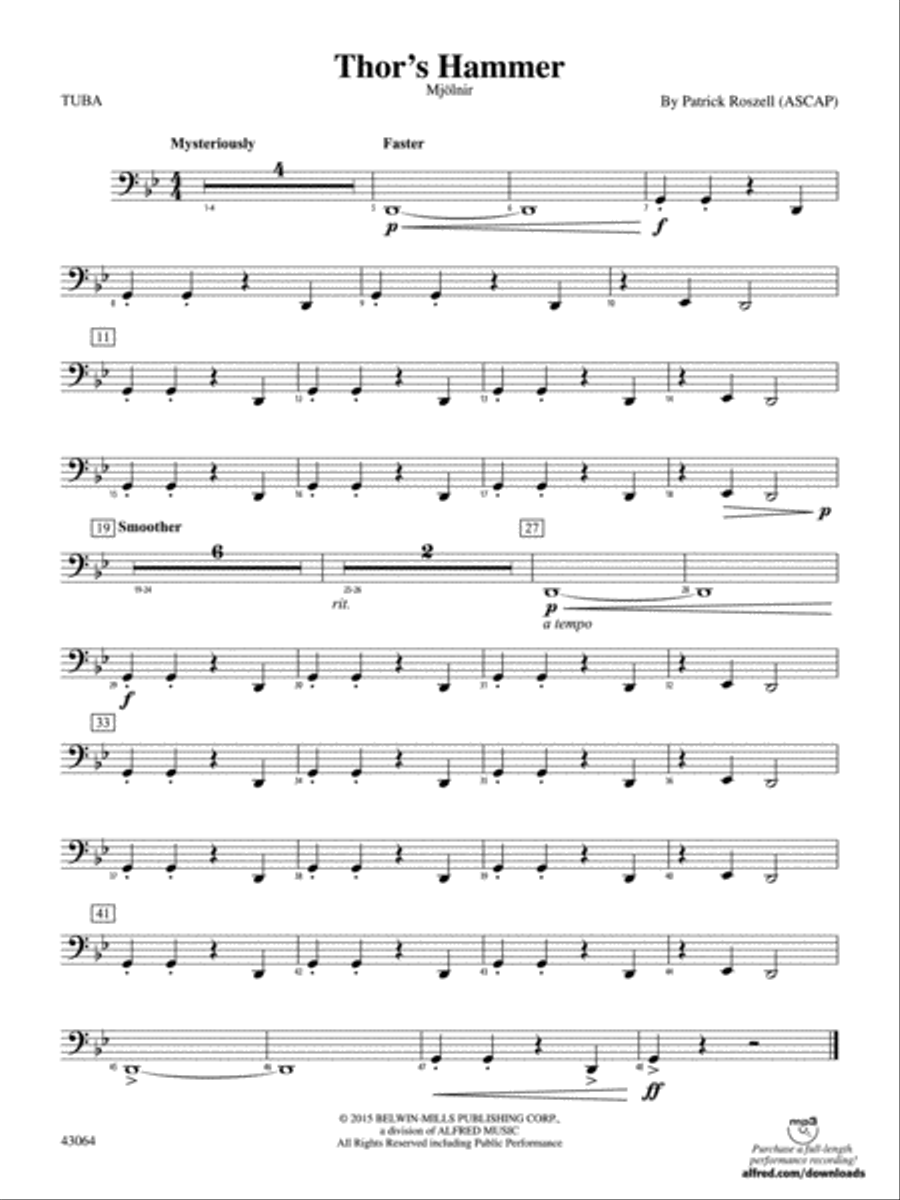 Thor's Hammer: Tuba Thor's Hammer: Tuba Concert Band scores gallery preview page 1