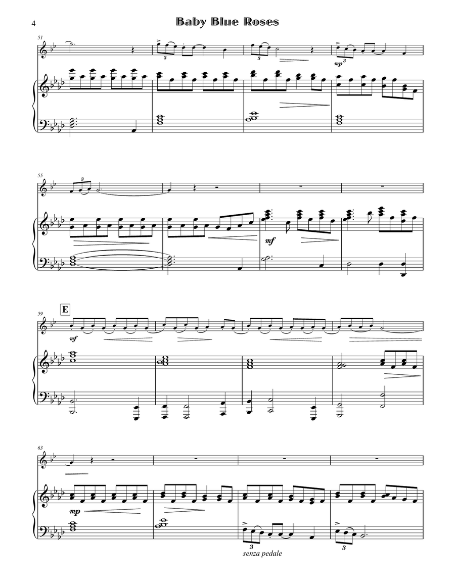 Baby Blue Roses for trumpet & piano Trumpet Solo scores gallery preview page 6