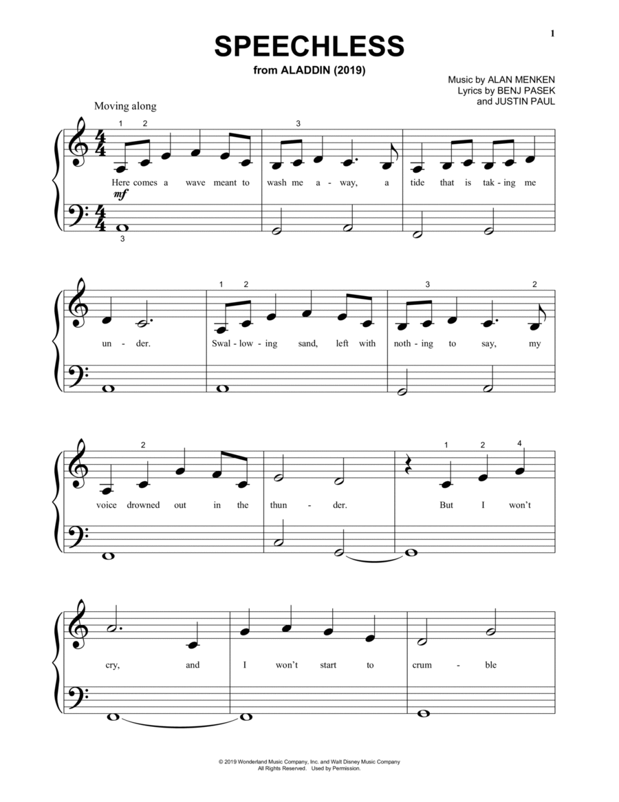 Speechless (from Disney's Aladdin) Piano Solo scores gallery preview page 1
