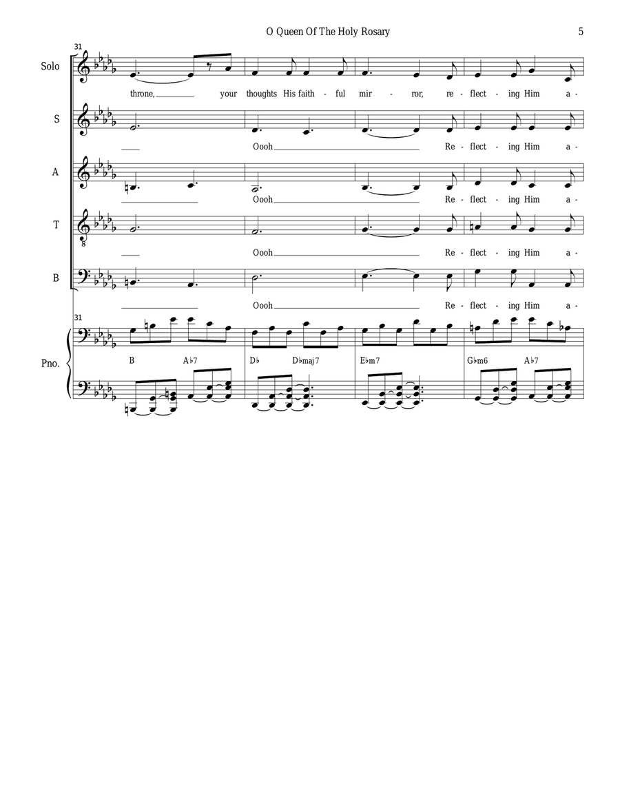 O Queen Of The Holy Rosary (Vocal solo and SATB) 4-Part scores gallery preview page 5