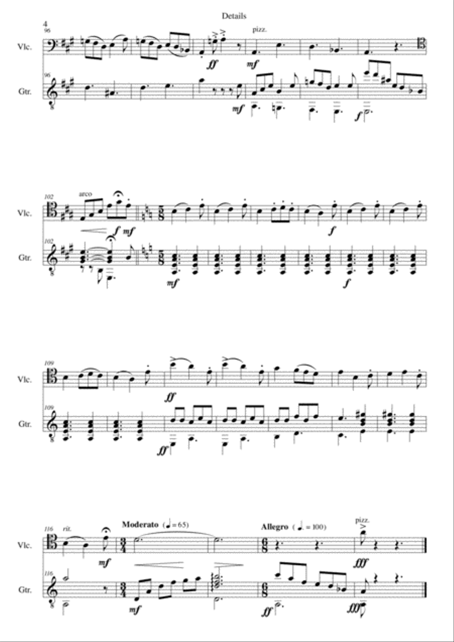 Details for cello and guitar String Duet scores gallery preview page 4