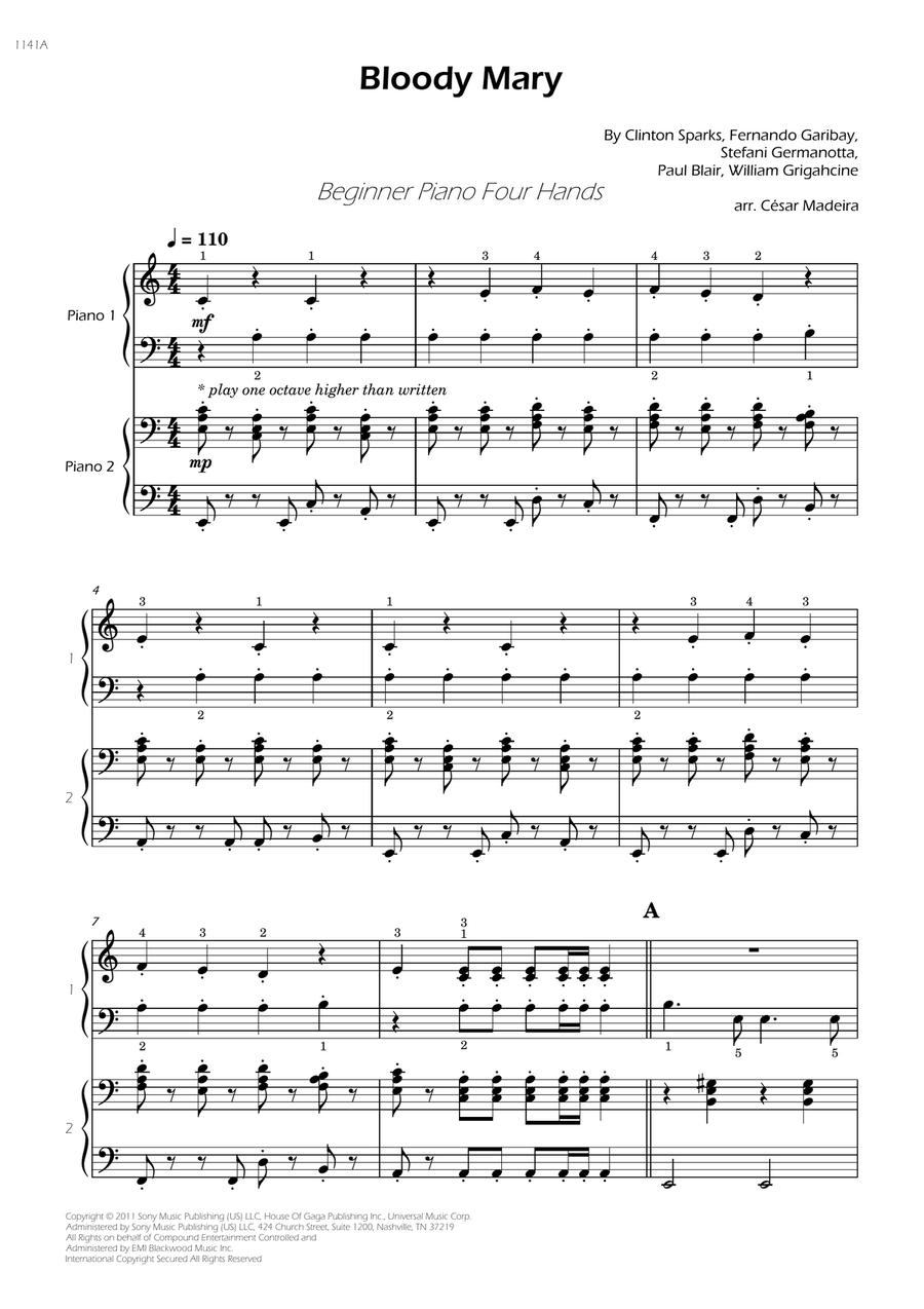 Bloody Mary Easy Piano scores gallery preview page 3