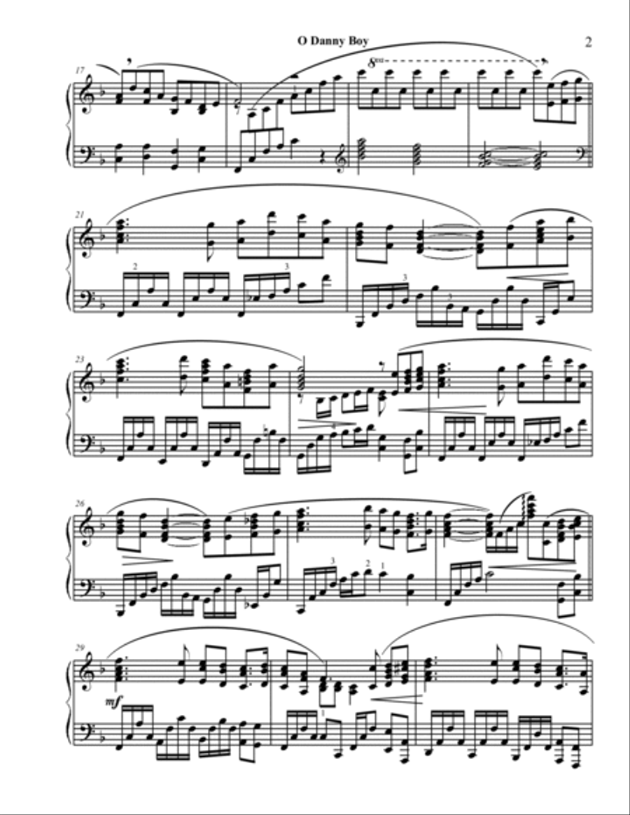 O Danny Boy, (Londonderry Air) piano solo Piano Solo scores gallery preview page 3