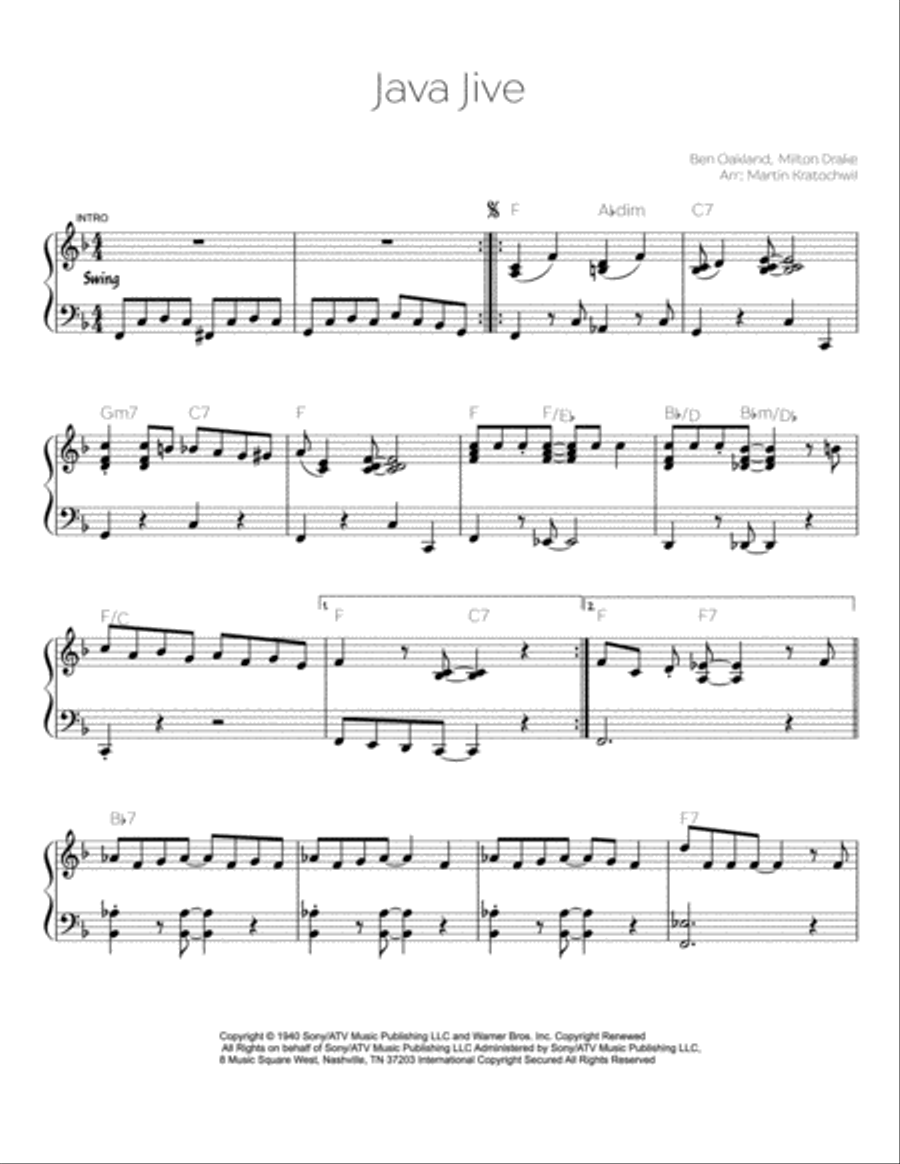 Java Jive Piano Solo scores gallery preview page 1
