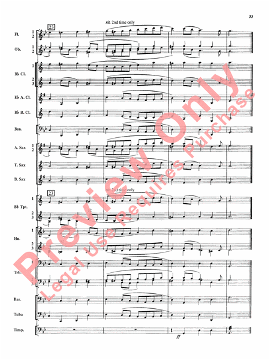 Royal Fireworks Music Concert Band scores gallery preview page 34