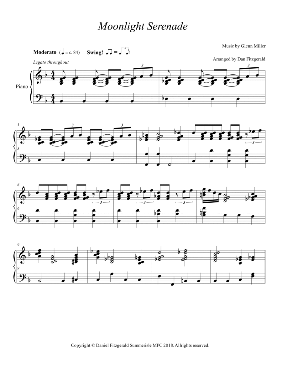 Moonlight Serenade Piano Solo scores gallery preview page 1