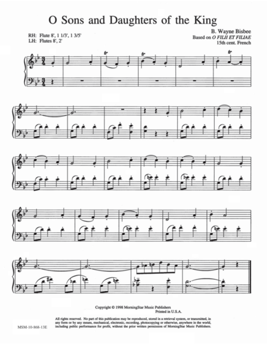 O Sons and Daughters of the King Organ scores gallery preview page 1