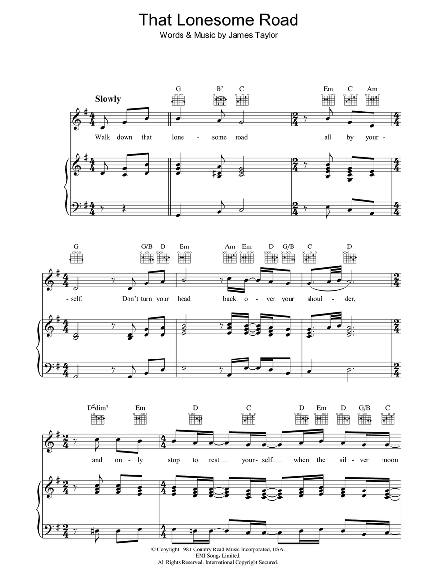 That Lonesome Road Piano, Vocal, Guitar scores gallery preview page 1