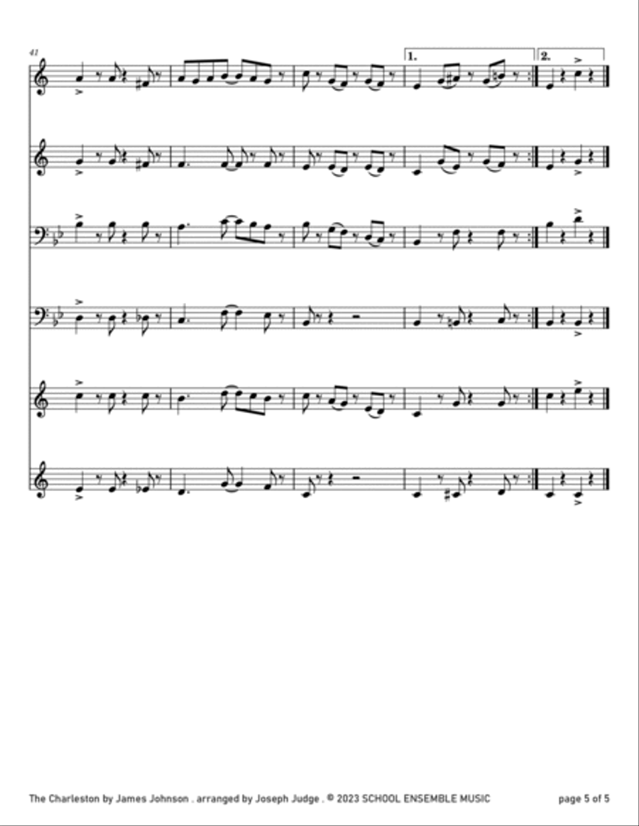 The Charleston by Johnson for Brass Quartet in Schools Brass Quartet scores gallery preview page 5