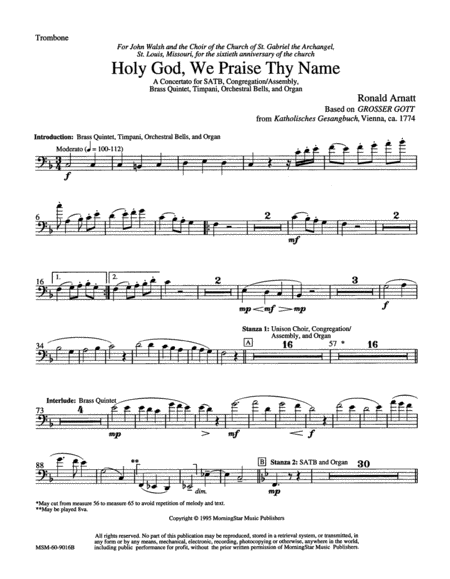 Holy God, We Praise Thy Name (Downloadable Instrumental Parts)