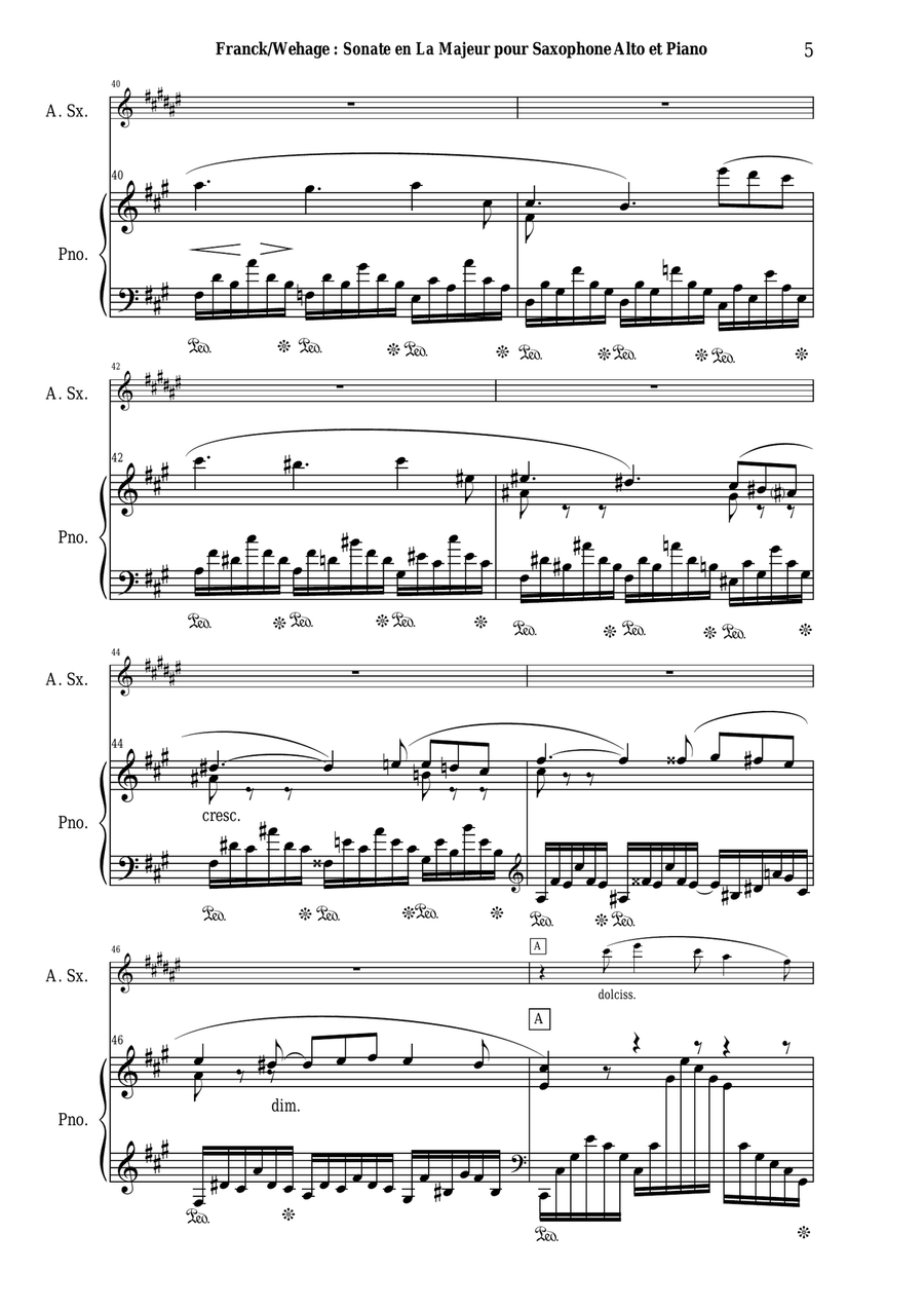 César Franck: Sonata in A major, arranged for alto saxophone and piano