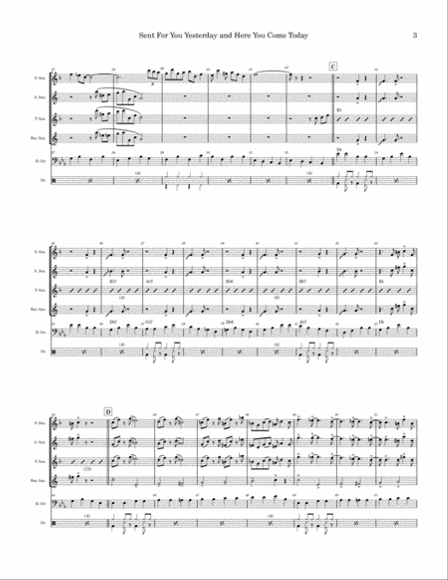 Sent For You Yesterday And Here You Come Today Saxophone Quartet scores gallery preview page 3