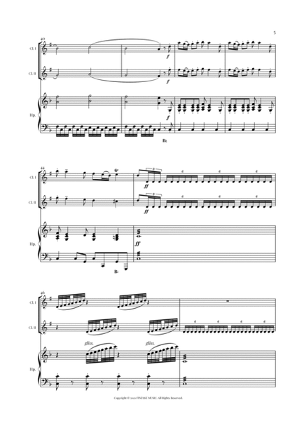 TRIO - Four Seasons Spring (Allegro) for 2 Bb CLARINETS and PEDAL HARP - F Major image number null
