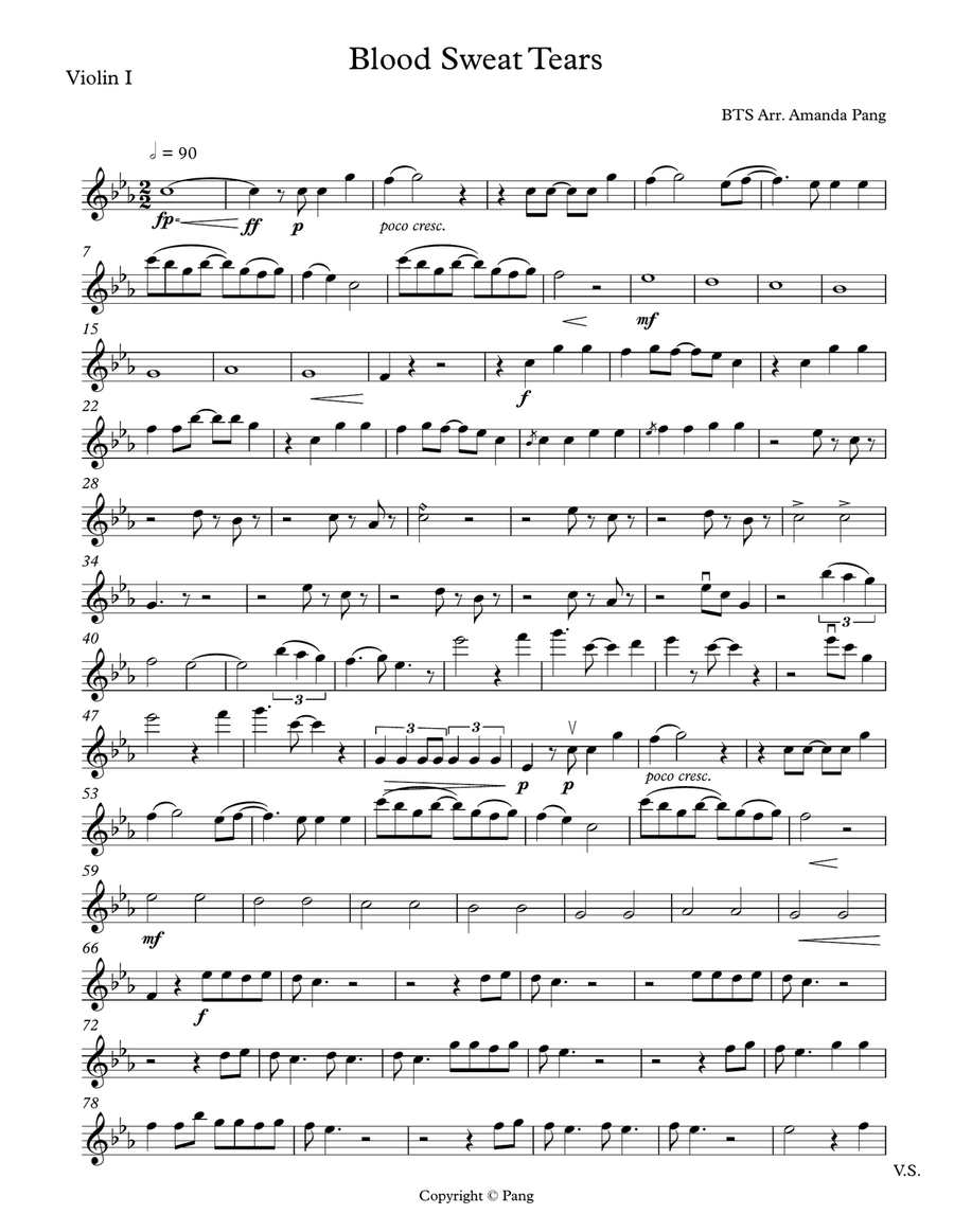 Blood, Sweat, Tears String Quartet scores gallery preview page 1