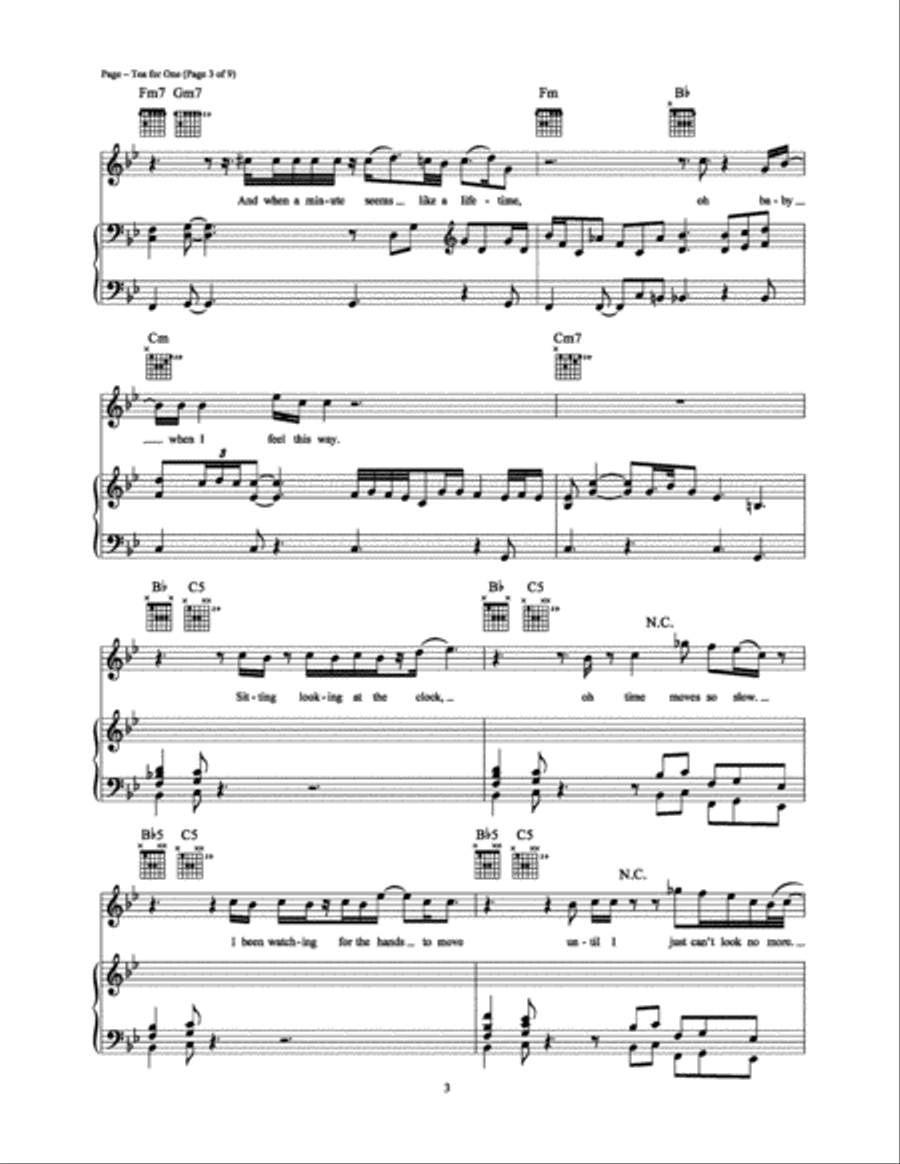 Tea For One Piano, Vocal, Guitar scores gallery preview page 3