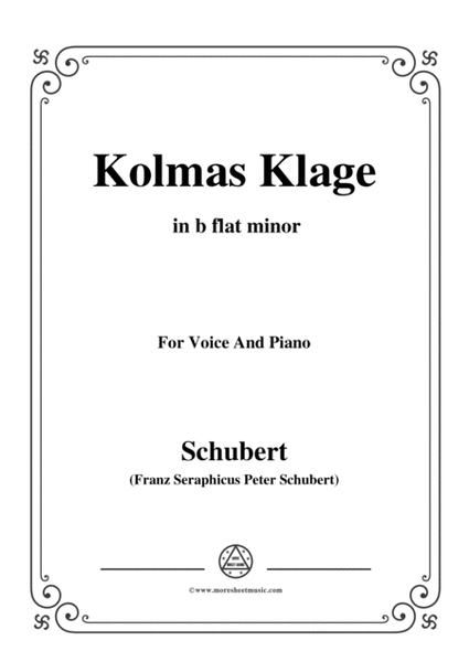 Schubert-Kolmas Klage(Colma's Lament),D.217,in b flat minor,for Voice&Piano image number null