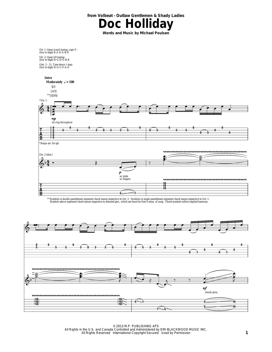 Doc Holliday Acoustic Guitar scores gallery preview page 1