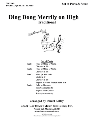 Book cover for Ding Dong Merrily on High for String Quartet or Wind Quartet (Mixed Quartet, Double Reed Quartet, or